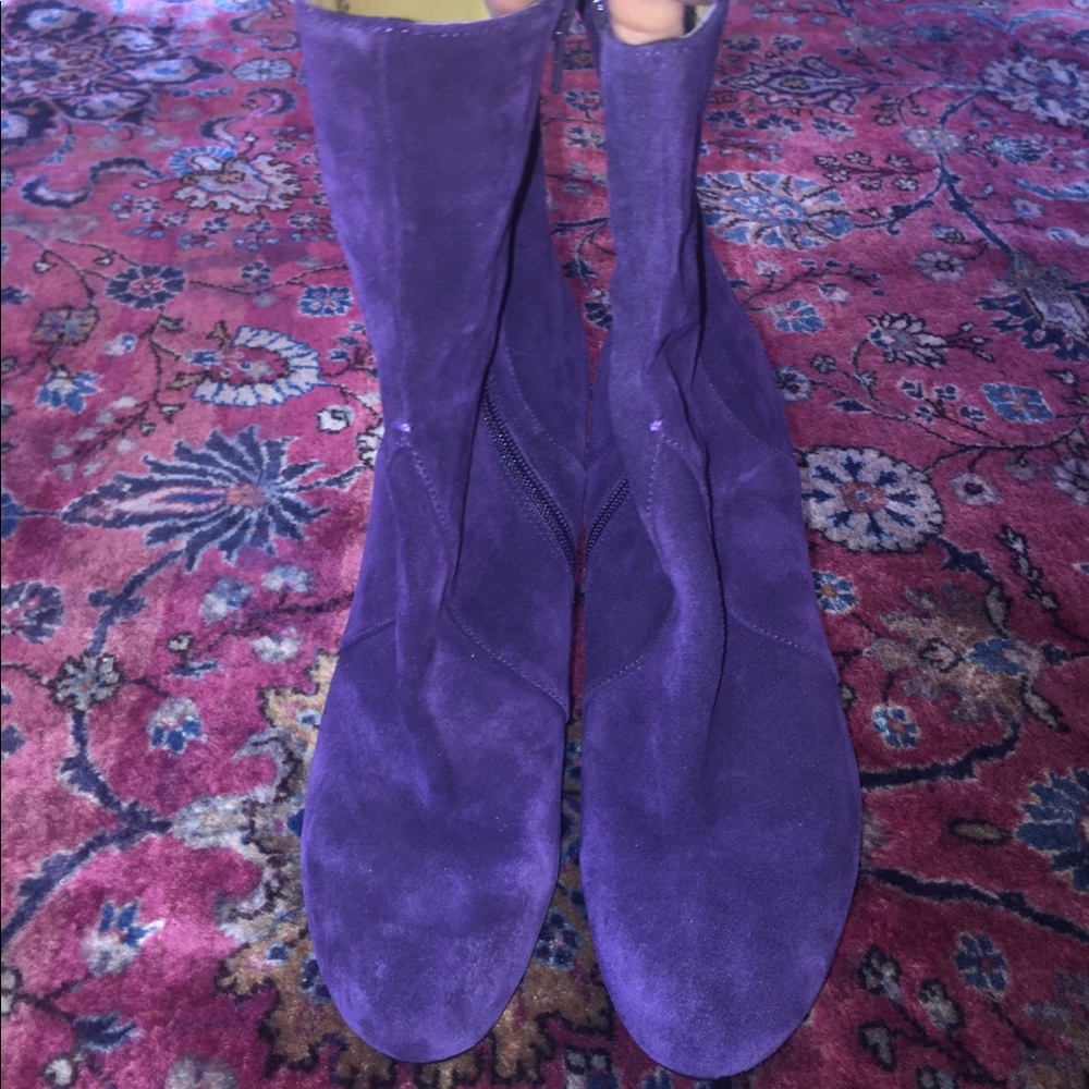 Nine West women's purple suede  heel boots